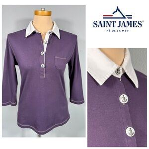 Saint James Nautical Knit Polo Top